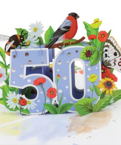 50th Birthday Floral Pop Up Card