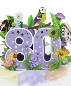 80th Birthday Floral Pop Up Card