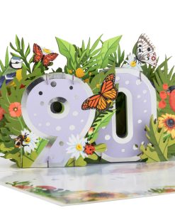 90th Birthday Floral Pop Up Card